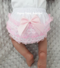 Load image into Gallery viewer, Baby Girls White/Pink Frilly Knickers