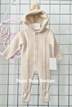 Load image into Gallery viewer, Beige Unisex Knitted Hooded Pram suit All In One