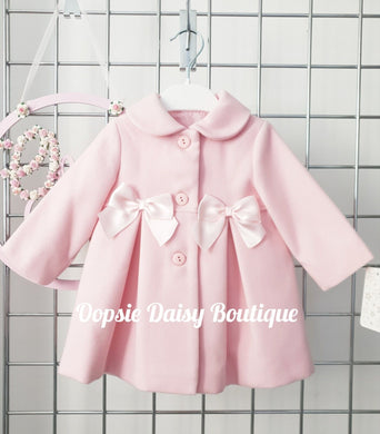 Girls Pink Coat with Ribbons