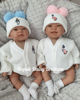 Peter Rabbit Cardigan & Pom Pom Hat Sets - Size Newborn