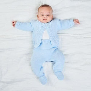 Boys Blue Knitted Cable Knitted Suit 2 Piece - Dandelion