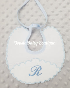 Personalised Newborn Bib With Scalloped Design