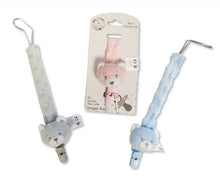 Load image into Gallery viewer, Baby Dummy Clips Teddy Bear Dummy Holder