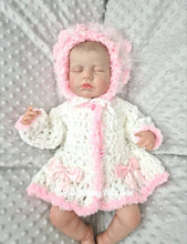 Load image into Gallery viewer, Baby Girls Crochet Pretty Cardigan &amp; Bonnet Set, Size 0-3mth