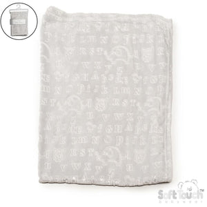 Supersoft Embossed Grey Baby Blanket Alphabet