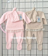 Load image into Gallery viewer, Girls Knitted Trouser Set with Matching Hat