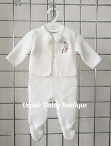 White Knitted Pom Pom Suit Pink Peter Rabbit - Dandelion