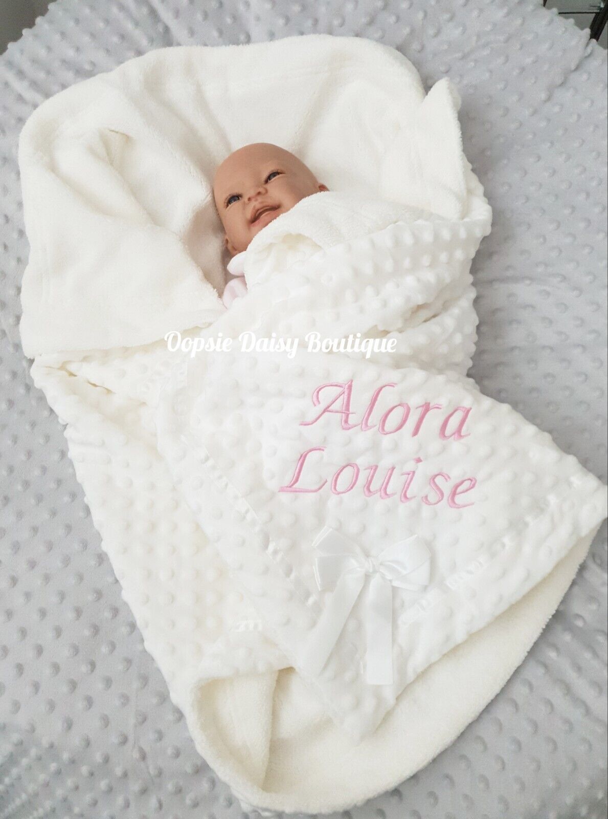 Personalised Baby Blanket Supersoft Cosy Sherpa Back x 3 Colours Oopsie Daisy Baby Boutique