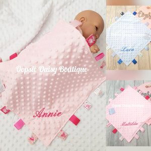 Personalised Baby Blanket Taggies with Baby Feet x 4 Colours