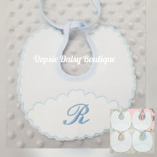 Load image into Gallery viewer, Personalised Newborn Bib With Scalloped Design