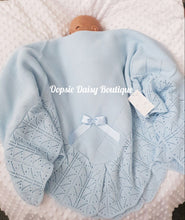 Load image into Gallery viewer, Blue Spanish Knitted Ribbon Shawl Blanket