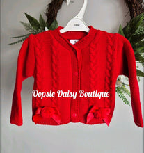 Load image into Gallery viewer, Girls Knitted Ribbon &amp; Pom Pom Cardigan