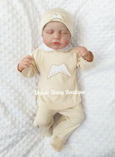 Load image into Gallery viewer, Beige Angel Wings Soft Cotton Trouser Set with Hat