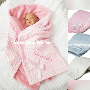 Personalised Baby Blanket Shawl Cosy Sherpa Back X 3 Colours