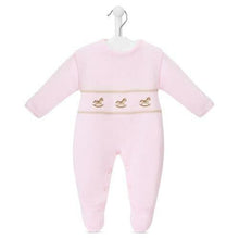Load image into Gallery viewer, Girls Pink Rocking Horse Knitted Romper Dandelion