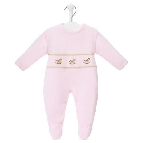 Girls Pink Rocking Horse Knitted Romper Dandelion