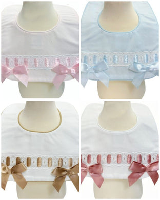 Spanish Baby Bib Ribbon Slot Waffle Design