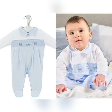 Boys Tractor Smocked Romper All In One Dandelion Baby