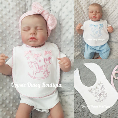 Baby Bib Rocking Horse Embroidered Design