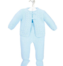 Load image into Gallery viewer, Boys Blue Knitted Cable Knitted Suit 2 Piece - Dandelion