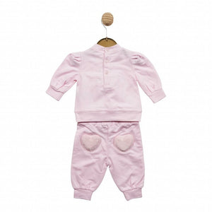Designer Baby Girls Pink Fur Heart Jog Set