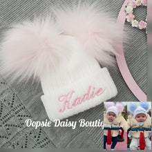 Load image into Gallery viewer, Personalised Pom Pom Hats Size Newborn