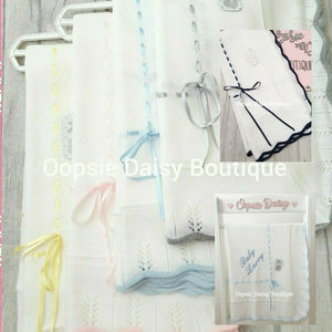 Personalised Baby Shawl Spanish Knitted Ribbon Blanket
