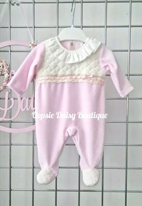 Pink Pretty Lace & Ribbon Portuguese Romper