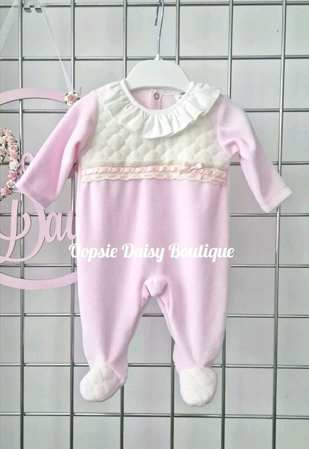 Pink Pretty Lace & Ribbon Portuguese Romper