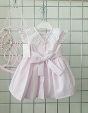 Load image into Gallery viewer, Girls Pretty Pink Portuguese Candy Striped Bow Dress