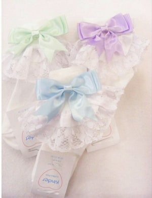 Baby Girls Ribbon Bow Frilly Lace Ankle Socks Kinder