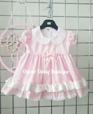 Pretty Broderie Ribbon & Lace Frilly Dress