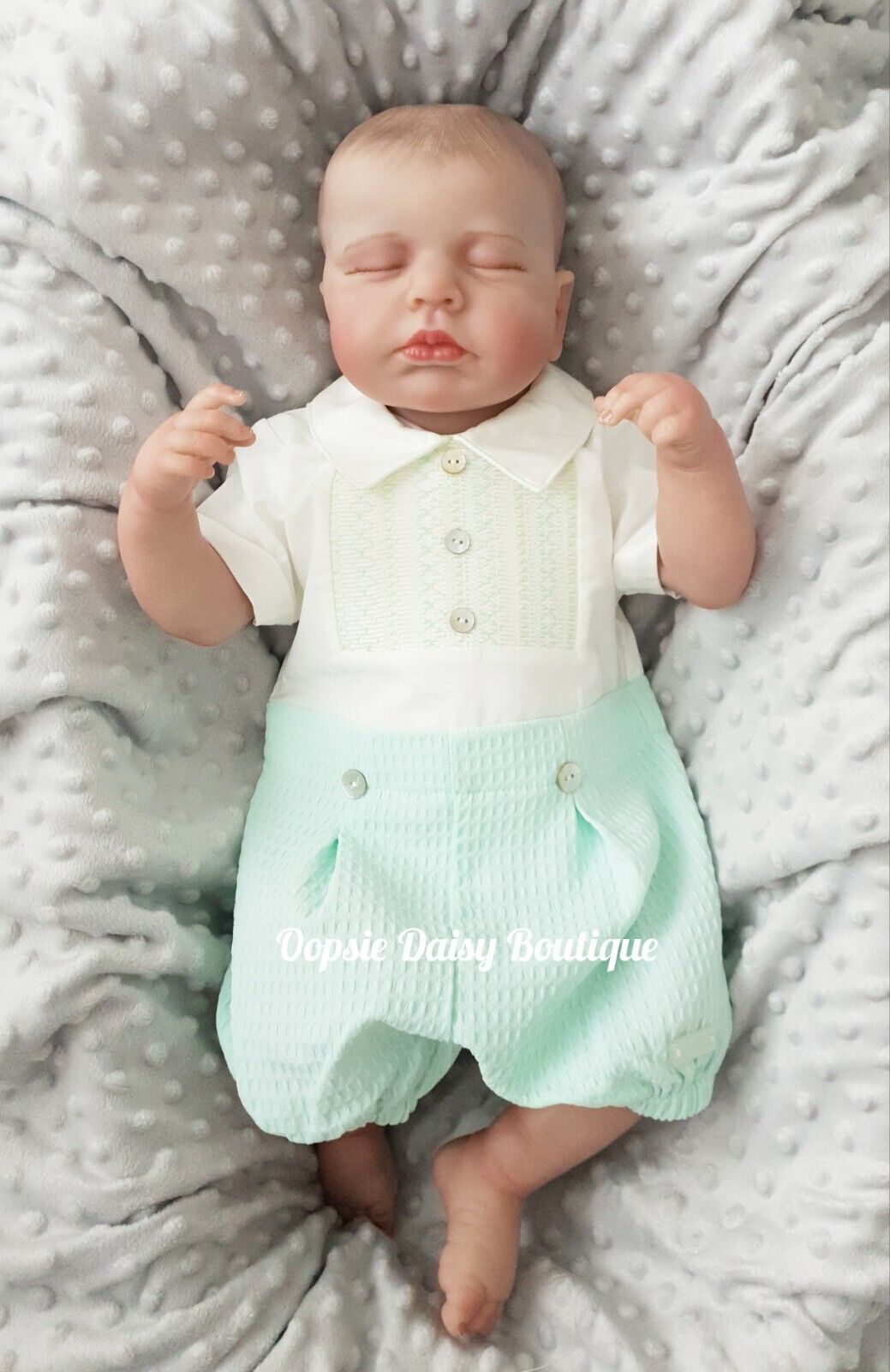 Boys Mint Green Smocked All In One
