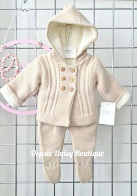 Unisex Beige Hooded Pram Suit 2 Piece
