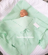 Load image into Gallery viewer, Mint Green Spanish Knitted Ribbon Blanket Shawl
