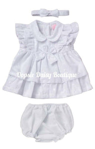 Baby Girls Summer White Broderie Dress Set