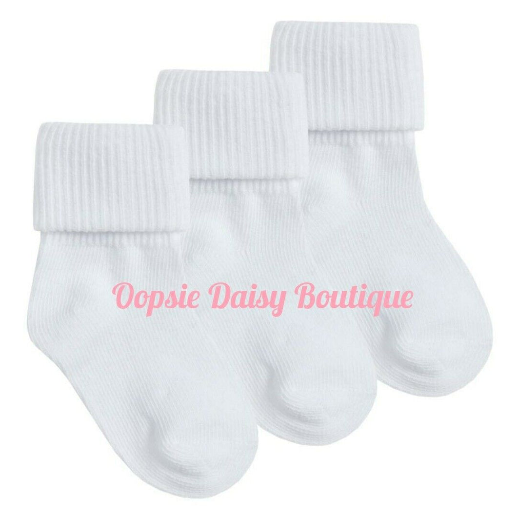 Boys Girls White Ankle Socks x 3 Pack 0-6mth 6-12mth 12-24mth