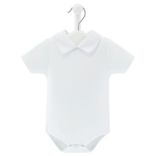 White Collared Short Sleeve Bodysuit Vest