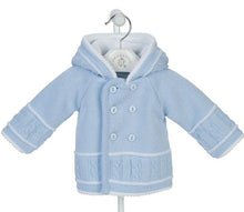 Load image into Gallery viewer, Blue Knitted Baby Jacket Cardigan Pram Coat - Dandelion