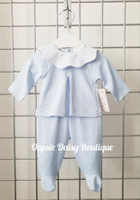 Load image into Gallery viewer, Blue Scalloped Soft Cotton Trouser Set