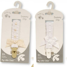 Load image into Gallery viewer, Spanish Dummy Clips Ribbon Slot Baby Elastic Dummy Clips