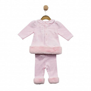 Designer Baby Girls Pink Fur Heart Tunic & Leggings Set