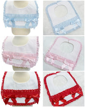 Load image into Gallery viewer, Spanish Baby Bib Ribbon Slot Waffle Design