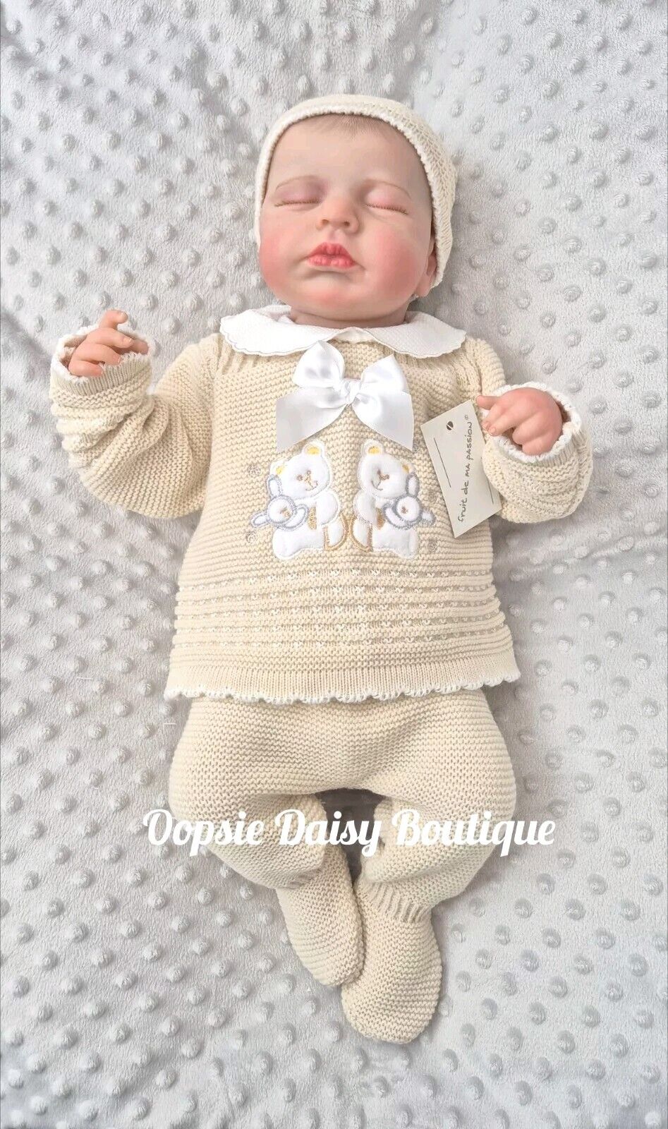 Baby Knitted Outfit Teddy Bear Size 0-3mth with Hat