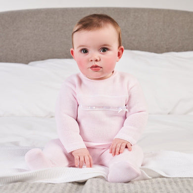 Baby Girls Pink Knitted Trouser Set - Dandelion