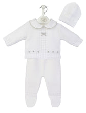 Load image into Gallery viewer, Boys Girls White Knitted Suit 3 Piece - Dandelion Unisex