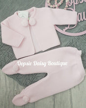 Load image into Gallery viewer, Girls Pink Knitted Pom Pom Suit - Dandelion / All Hats Available Separately