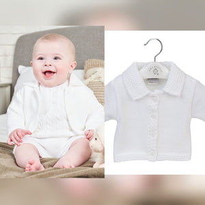 White Knitted Baby Cardigan  - Dandelion