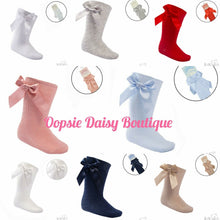 Load image into Gallery viewer, Girls Knee High Ribbon Socks