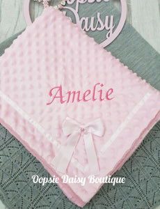 Personalised Baby Blanket Shawl Cosy Sherpa Back X 3 Colours